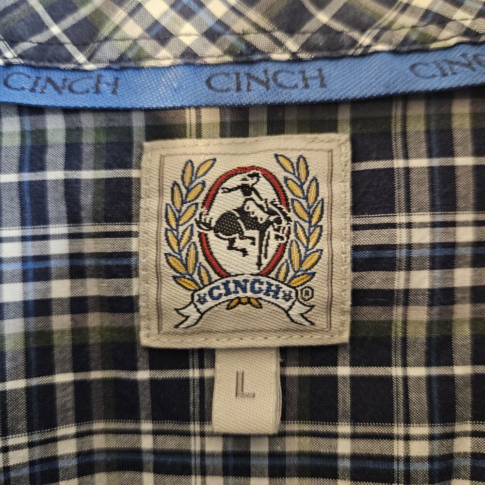 Cinch Button Down Shirt Long Sleeve Men's Large Cotton Plaid Cowboy Western - Picture 5 of 6